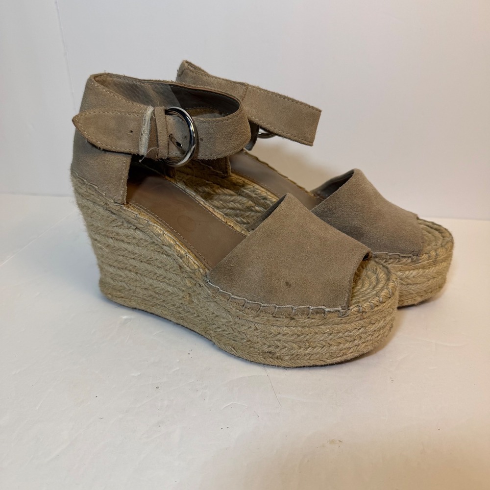 Marc Fisher LTD Lalida Taupe Suede Espadrille Wedge Sandals MLALIDA Size 6M